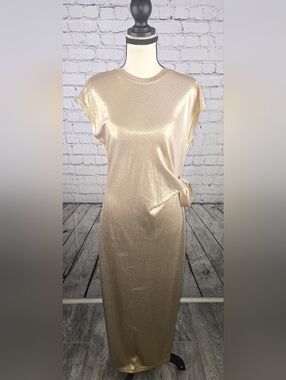 Anything Bling Shimmering Gold Tie-Detail Women’s Dress